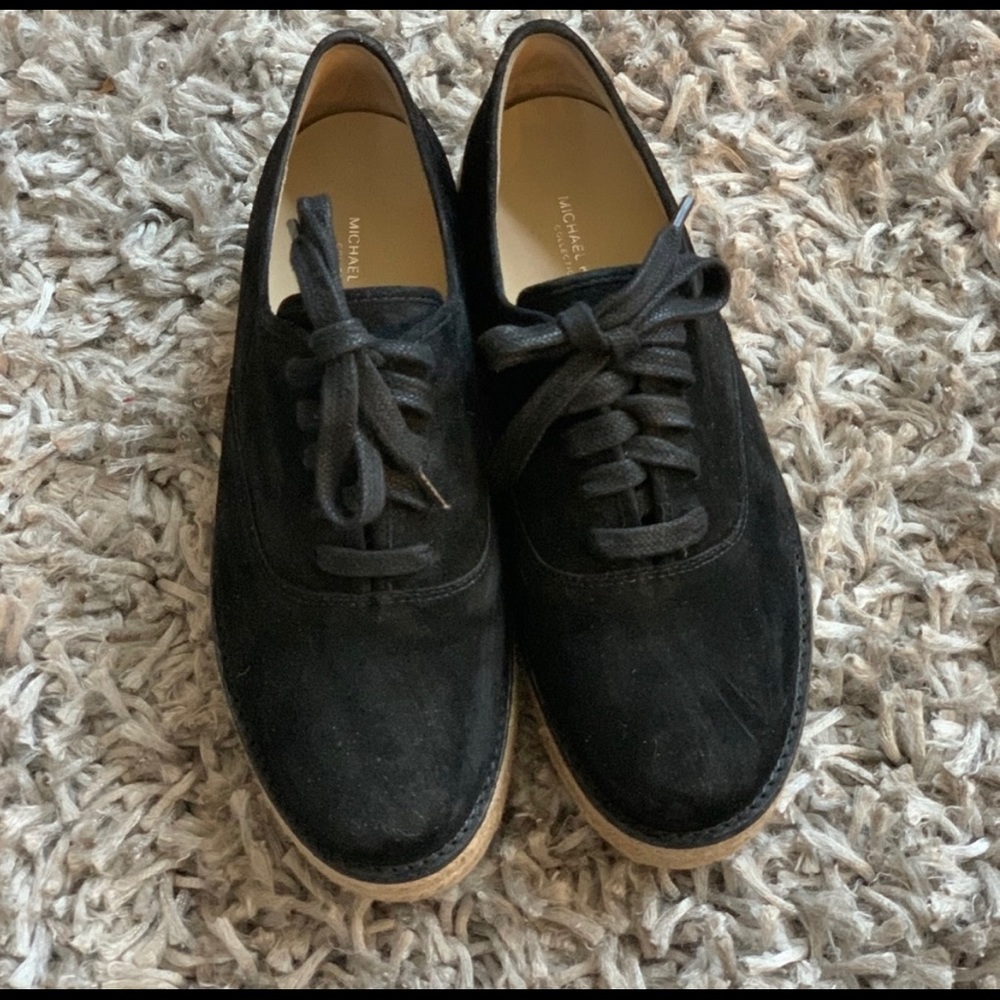MICHAEL KORS COLLECTION BLACK SUEDE ESPADRILLE OXFORD size 6